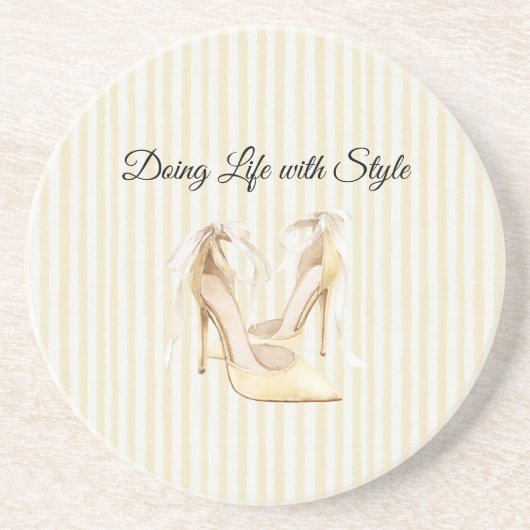 Stilvolle gelbe High Heels Getränkeuntersetzer (Vorne)