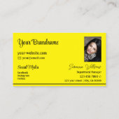 Stilvolle, gelbe schwarze Streifen mit Logo und Fo Visitenkarte (Rückseite)