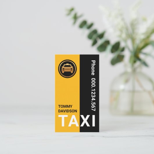 Stilvolle Gelbe schwarze Streifen Taxifahrer Visitenkarte (Stehend Vorderseite)