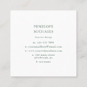 Stilvolle Geometrie in Grün und Weiß Quadratische Visitenkarte (Rückseite)