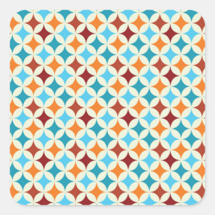 Stilvolle Geometrie: Vintages nahtloses Muster Quadratischer Aufkleber