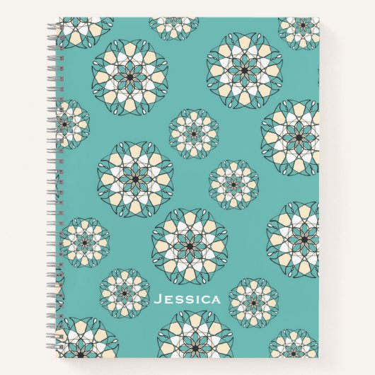 Stilvolle geometrische Aquamarine Floral Mandala P Notizblock (Vorderseite)