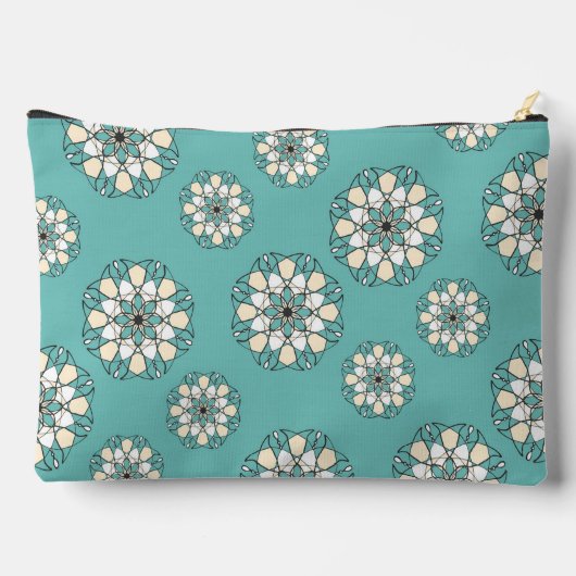 Stilvolle geometrische Aquamarine Floral Mandala P Zubehörtasche (Rückseite)