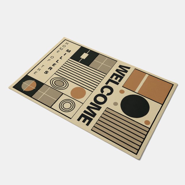 Stilvolle geometrische Begrüßungsmatte für Individ Fußmatte (Schrägansicht)