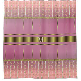 Stilvolle geometrische Boho Pink und Gold Duschvorhang