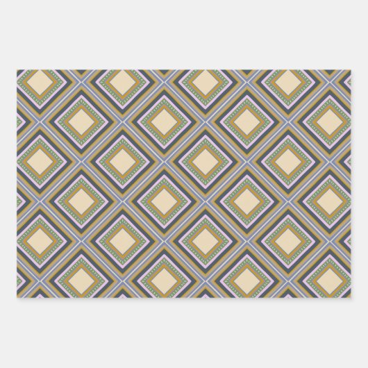 Stilvolle geometrische Formen Muster in braunem Sa Geschenkpapier Set (Vorderseite 2)