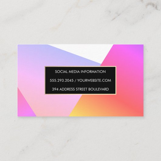 Stilvolle geometrische, lebendige Farbblöcke Visitenkarte (Rückseite)