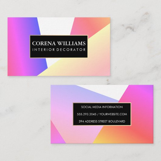 Stilvolle geometrische, lebendige Farbblöcke Visitenkarte (Vorne/Hinten)