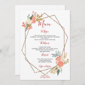 Stilvolle geometrische Rahmen Ambrose Florals Wedd Menükarte (Vorne/Hinten)