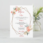 Stilvolle geometrische Rahmen Ambrose Florals Wedd Menükarte (Stehend Vorderseite)