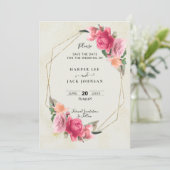 Stilvolle geometrische Rose in Rosa Save The Date (Stehend Vorderseite)