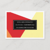 Stilvolle geometrische, warme Farbblöcke, weiße Gr Visitenkarte (Rückseite)