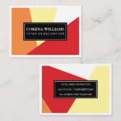 Stilvolle geometrische, warme Farbblöcke, weiße Gr Visitenkarte (Vorne/Hinten)