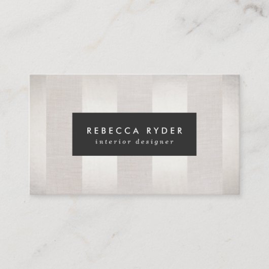 Stilvolle gestreifte Imitate Silber und Leinen Bei Visitenkarte (Vorderseite)