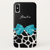 Stilvolle Giraffe Print and Name Girly Turquoise B Case-Mate iPhone Hülle (Rückseite)