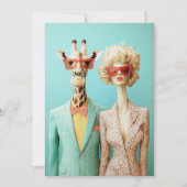 Stilvolle Giraffe und Frau Einladung (Vorderseite)