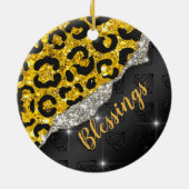 Stilvolle Girl-Imitate Glitzer-Tierdruck Monogram Keramik Ornament (Hinten)