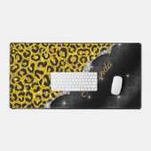Stilvolle Girl-Imitate Glitzer-Tierdruck Monogram Schreibtischunterlage (Tastatur & Maus)