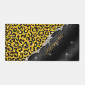 Stilvolle Girl-Imitate Glitzer-Tierdruck Monogram Schreibtischunterlage (Vorderseite)