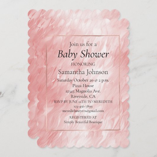 Stilvolle Girly Blush Pink Glam Einladung (Vorne/Hinten)