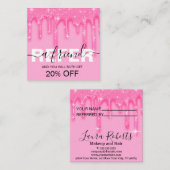 Stilvolle Girly Dripping Pink Glitzer Referenzkart Empfehlungskarte (Vorne/Hinten)