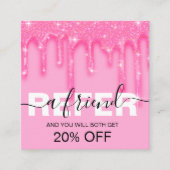 Stilvolle Girly Dripping Pink Glitzer Referenzkart Empfehlungskarte (Vorderseite)