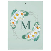 Stilvolle Girly Floral Silver Sparkle Monogram Klemmbrett (Rückseite)