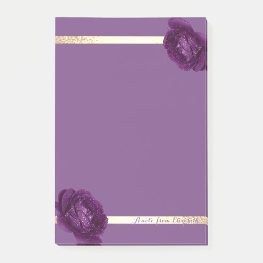 Stilvolle Girly Gold Streifen,Lila,Rose Post-it Klebezettel (Vorderseite)