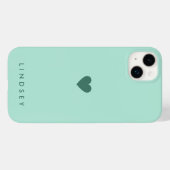 Stilvolle Girly Mint Green Heart und Name Case-Mate iPhone Hülle (Rückseite (Horizontal))