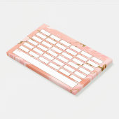 Stilvolle Girly Pink Gold School Zeitplan Post-it Klebezettel (angewinkelt)