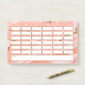 Stilvolle Girly Pink Gold School Zeitplan Post-it Klebezettel (Auf Schreibtisch)