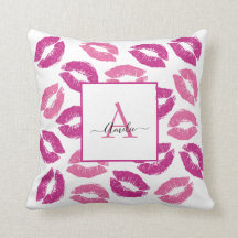 Stilvolle Girly Pink Kisses Lips Monogramm Name