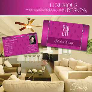 Stilvolle Girly Pink Moderne mit Monogramm und Fot Visitenkarte