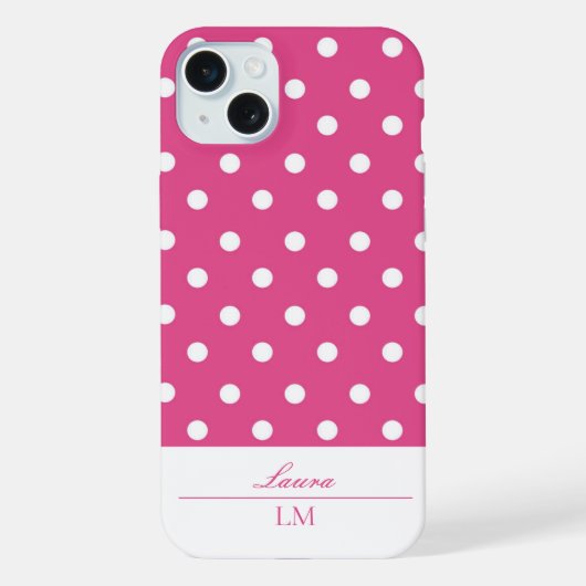Stilvolle Girly Pink und White Polka Dots iPhone Hülle (Rückseite)