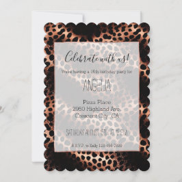 Stilvolle Girly Rose Gold Black Leopard Einladung