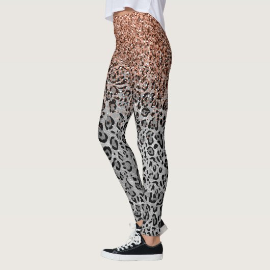 Stilvolle Girly Rose Gold Glitzer Leopard Leggings (Links)