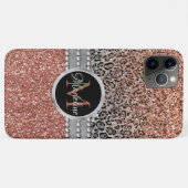 Stilvolle Girly Rose Gold Glitzer Leopard Monogram Case-Mate iPhone Hülle (Rückseite (Horizontal))