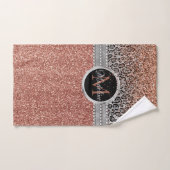 Stilvolle Girly Rose Gold Glitzer Leopard Monogram Handtuch (Handtuch)