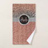 Stilvolle Girly Rose Gold Glitzer Leopard Monogram Handtuch (Handtuch)