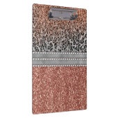 Stilvolle Girly Rose Gold Glitzer Leopard Monogram Klemmbrett (Rechts)