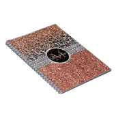 Stilvolle Girly Rose Gold Glitzer Leopard Monogram Notizblock (Rechte Seite)
