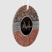 Stilvolle Girly Rose Gold Glitzer Leopard Monogram Ornament (Vorderseite)