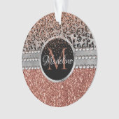 Stilvolle Girly Rose Gold Glitzer Leopard Monogram Ornament (Vorderseite)