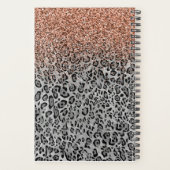 Stilvolle Girly Rose Gold Glitzer Leopard Monogram Planer (Rückseite)