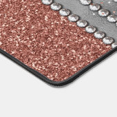 Stilvolle Girly Rose Gold Glitzer Leopard Monogram Schreibtischunterlage (Ecke)