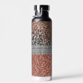Stilvolle Girly Rose Gold Glitzer Leopard Monogram Trinkflasche (Rechts)
