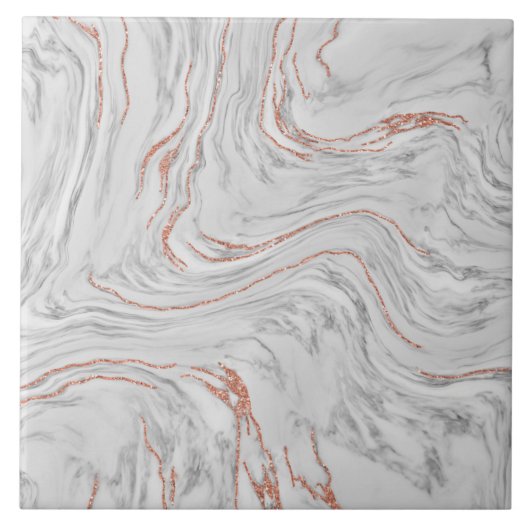 Stilvolle Girly Rose Gold Glitzer und Marmor Fliese (Vorderseite)