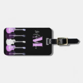Stilvolle Gitarrenrosa und Schwarze Monogramm Gepäckanhänger (Vorderseite horizontal)