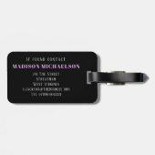 Stilvolle Gitarrenrosa und Schwarze Monogramm Gepäckanhänger (Rückseite horizontal)