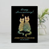 Stilvolle Glam Niedlich Jubiläum Gradient Blue Cat Folieneinladung (Stehend vorne)